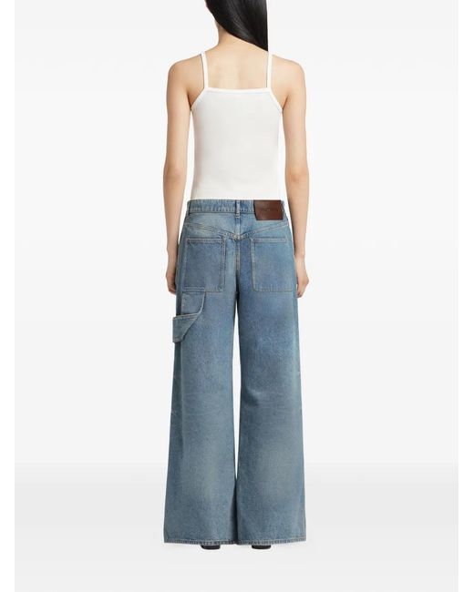 Courreges Blue Logo-Patch Trousers
