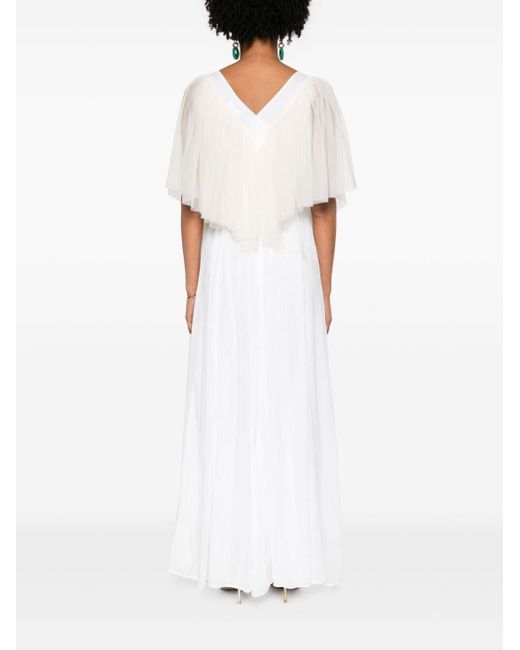 Forte Forte White Tulle-panelled Cotton-silk Dress