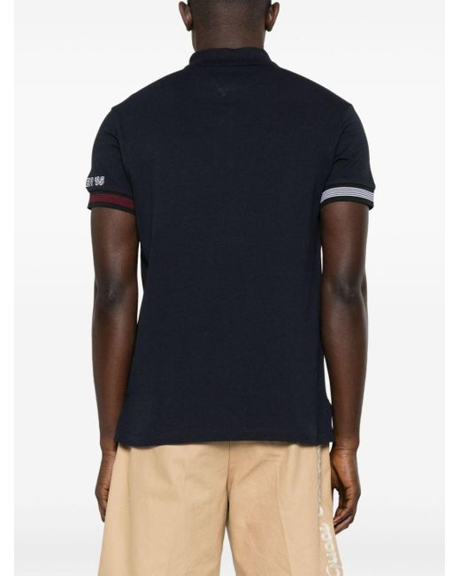 Tommy Hilfiger Blue Embroidered-logo Piqué Polo Shirt for men