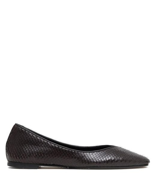 Jacquemus Black Ovalo Snakeskin-Effect Leather Ballet Flats