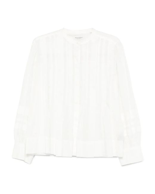 Marc O' Polo White Pleated Button-Up Blouse