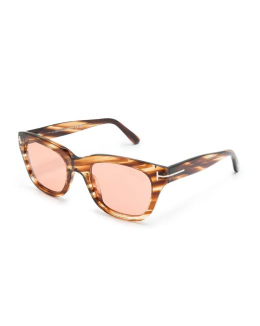 Tom Ford Pink Tortoiseshell Square-Frame Sunglasses