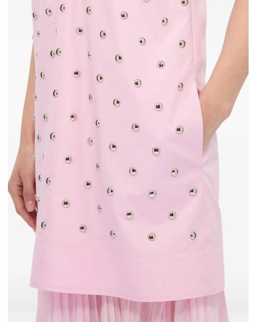 MSGM Pink Studded Pleated Asymmetric Dress
