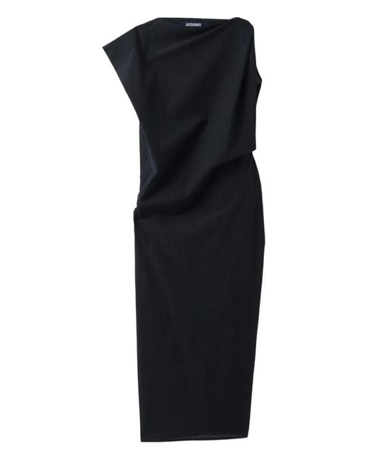 Jacquemus Black La Robe Drap Midi Dress