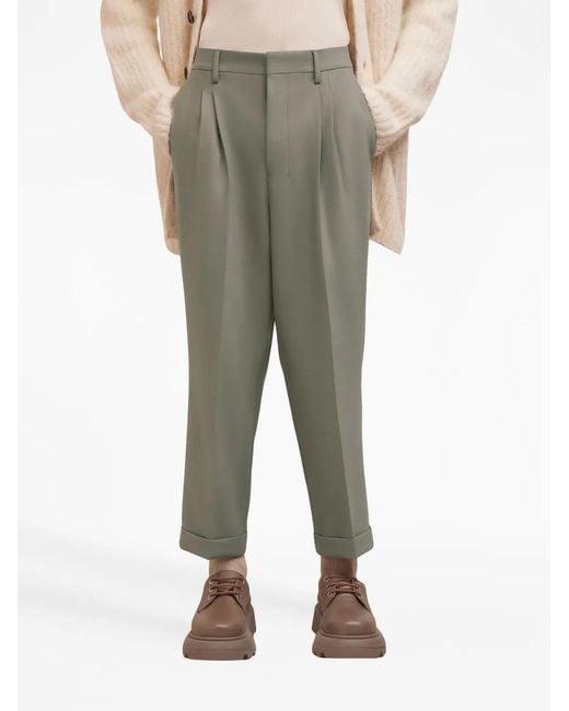 AMI Natural Box-Pleated Cropped Trousers for men