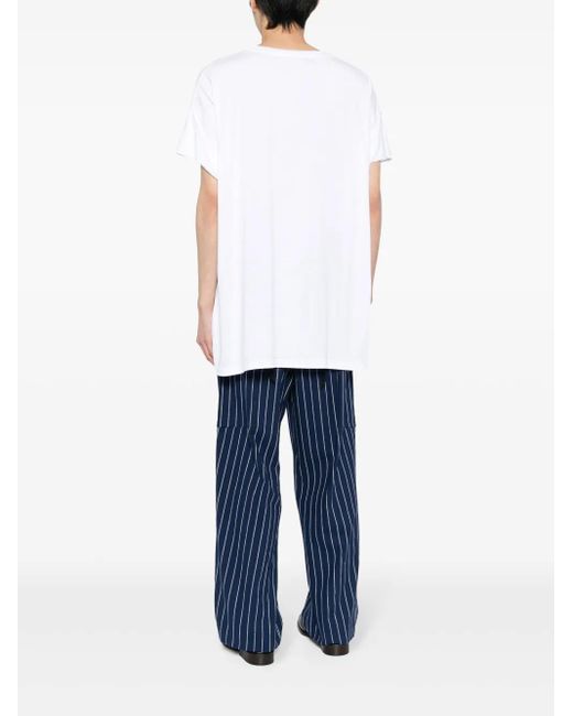 Marina Yee White Draped-Detail Cotton T-Shirt for men