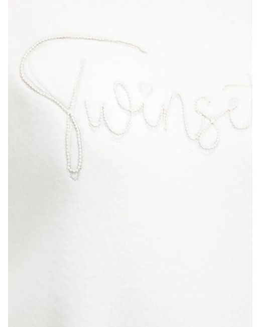 Twinset White Beaded Hoodie