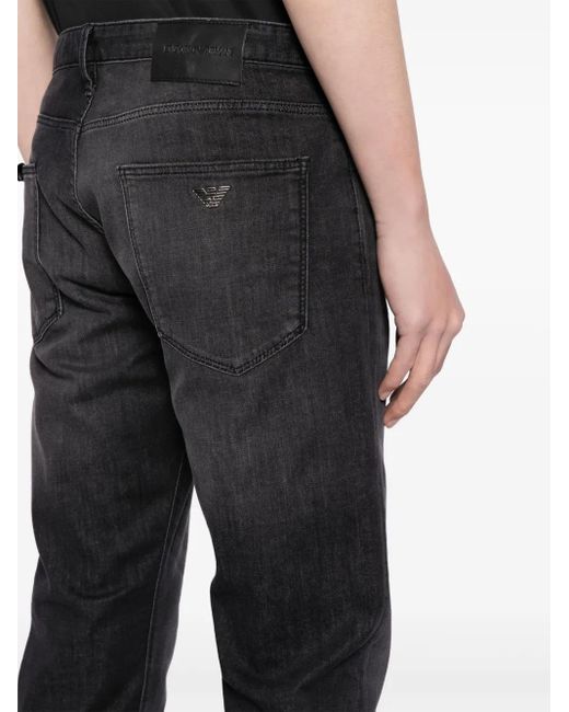 Emporio Armani Gray Mid-Rise Slim-Fit Jeans for men