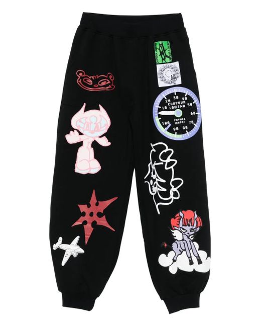 Chopova Lowena Black Jogginghose mit grafischem Print