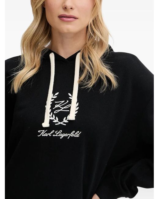 Abito Con Ricamo Logo E Cappuccio di Karl Lagerfeld in Black