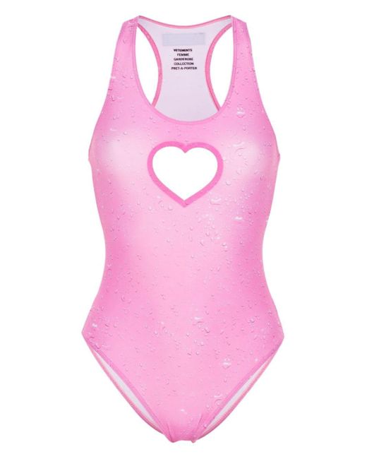 Vetements Pink Heart Cut-out Swimsuit