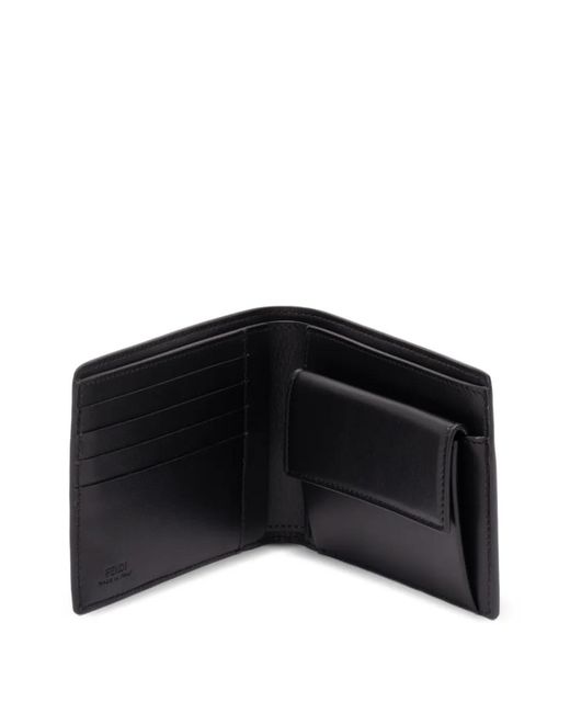 Fendi Black Logo Plaque Leather Wallet