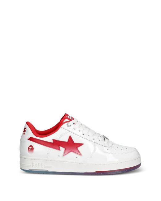 A Bathing Ape White Bape Sta Patent Leather Sneakers for men