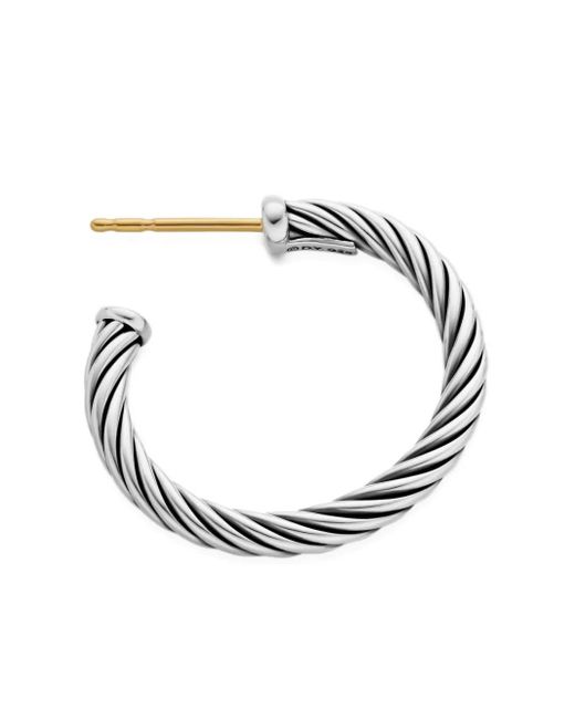 David Yurman White Sterling Cable Hoop Earrings