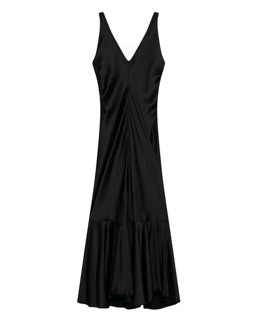 Sportmax Black V-Neck Ruffled Maxi Dress