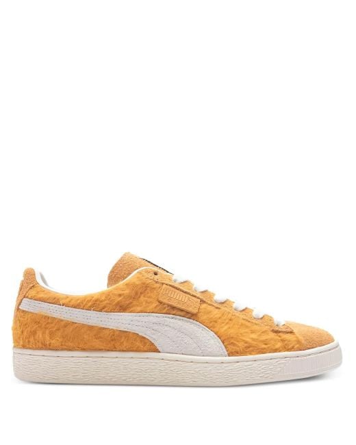 PUMA Men's Orange Suede Mohair Sneakers