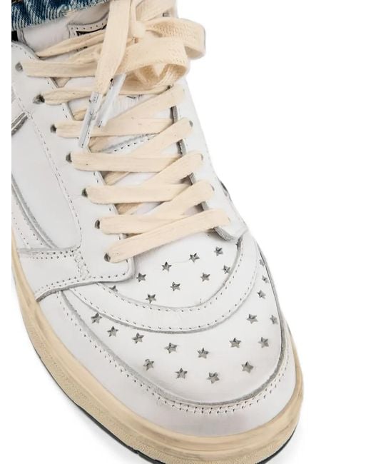 HTC White Starlight Low Shield Star-Perforated Sneakers
