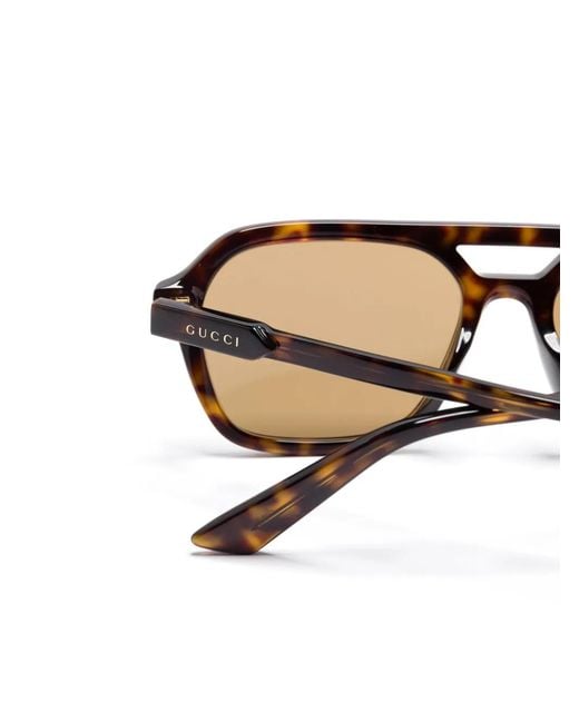 Gucci Natural Pilot-Frame Sunglasses