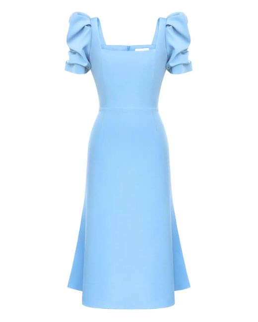 Abito Midi A Godet Con Scollo Quadrato di POST MERIDIEM in Blue