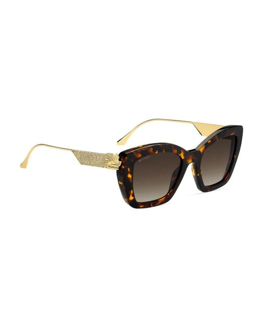 Etro Brown Curved Acetate Pegaso Sunglasses
