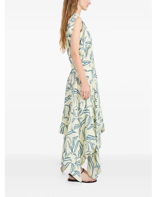 Proenza Schouler White Leaf-Print Asymmetric Dress