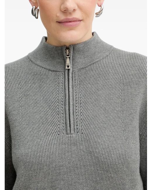 Guess Gray Harley Zip Ribbed Sweater