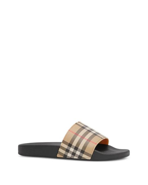 Burberry White Check-Detail Mini Sandals