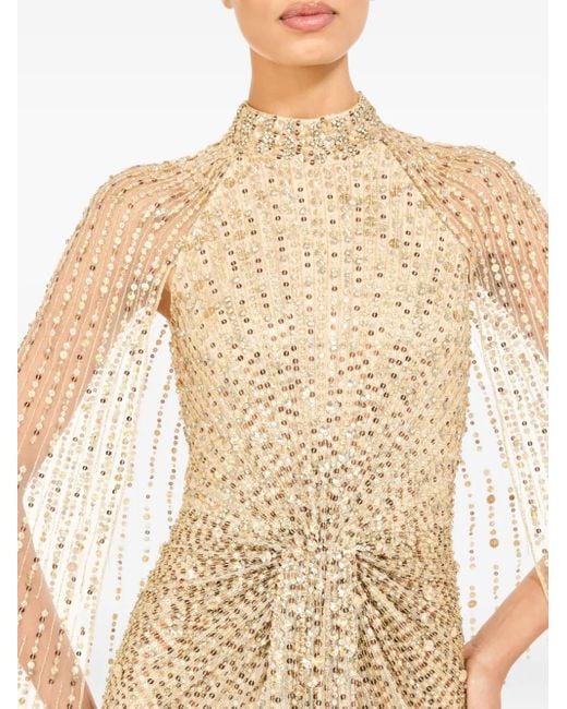 Jenny Packham Natural Sequin-Embellished Maxi Dress
