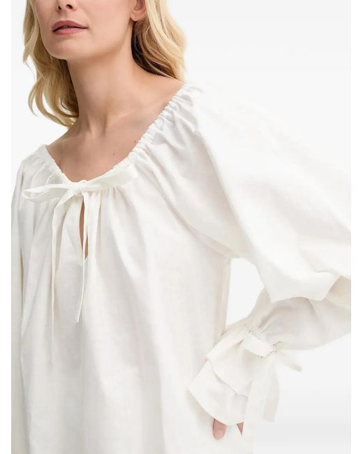 Sleeper White Tie Ruffle Blouse