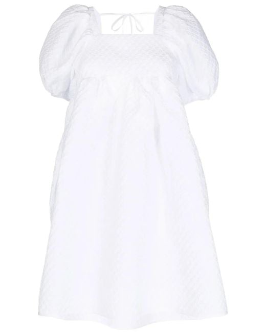 CECILIE BAHNSEN White Tilde Puff-Sleeved Dress