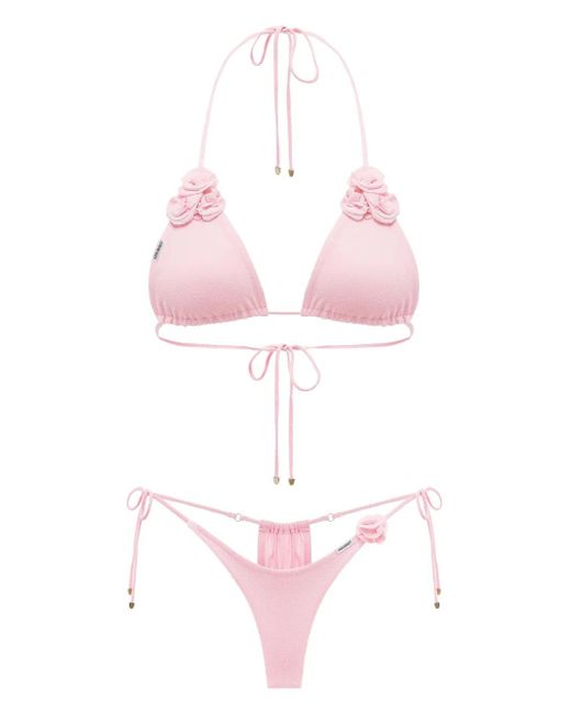 ANNAFOXY Pink Floral Detailing Bikini