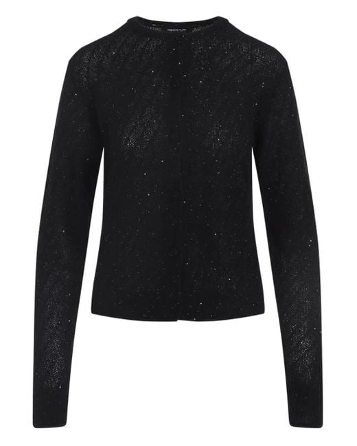 Fabiana Filippi Black Sparkle-Knit Button-Up Cardigan