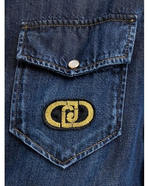 Liu Jo Blue Embroidered Denim Shirt