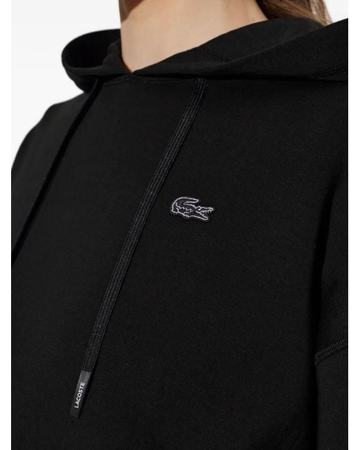 Lacoste Black Logo-Appliqué Hoodie