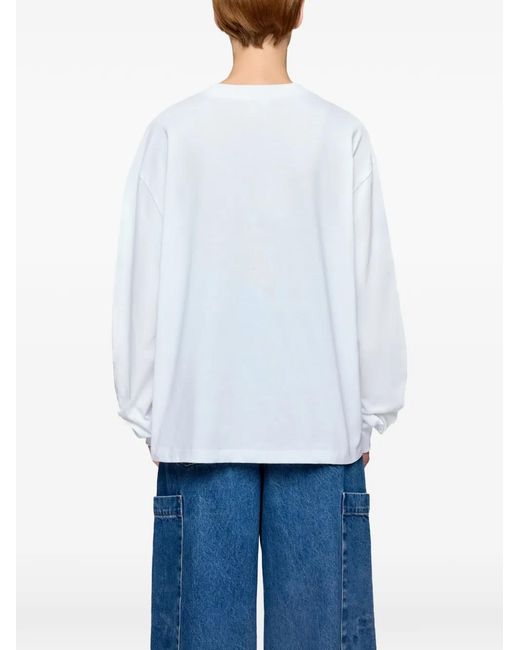 Ganni White Long-Sleeve T-Shirt With Raspberries