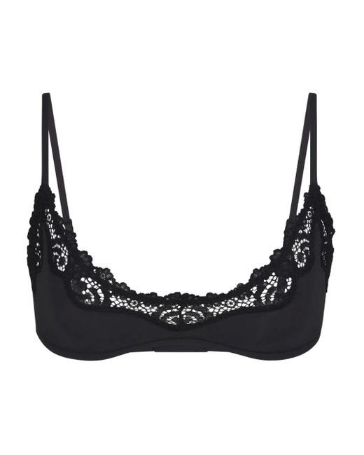 Skims Black Lace-Trim Bralette