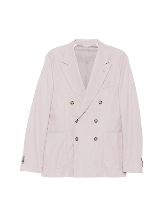 Manuel Ritz Pink Double-Breasted Piqué Jacket for men