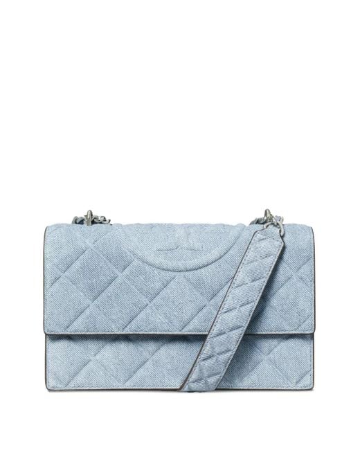 Tory Burch Blue Kleine Fleming Schultertasche Aus Denim