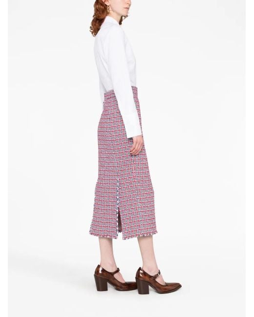 Thom Browne Purple Check-Pattern Tweed Midi Skirt