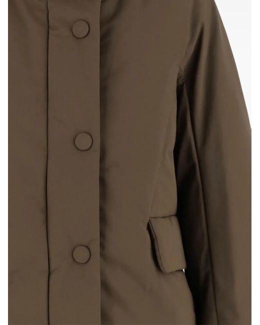 Aspesi Brown High-Collar Button-Fastening Coat