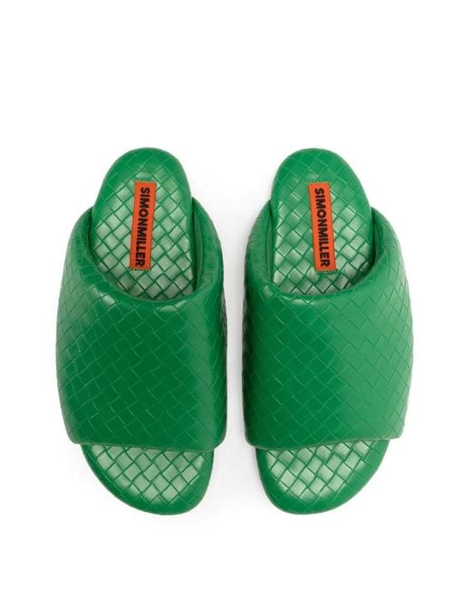 Simon Miller Green Woven-Design Bubble Slides