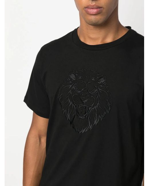 Billionaire Black Embroidered-Motif Cotton T-Shirt for men