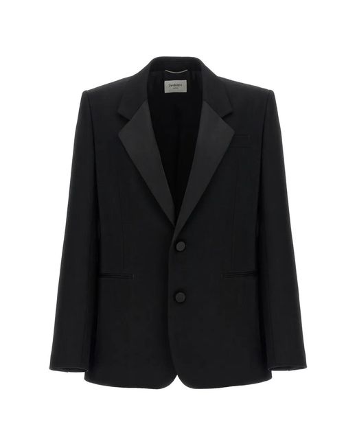 Saint Laurent Black Grain De Poudre Wool Blazer for men