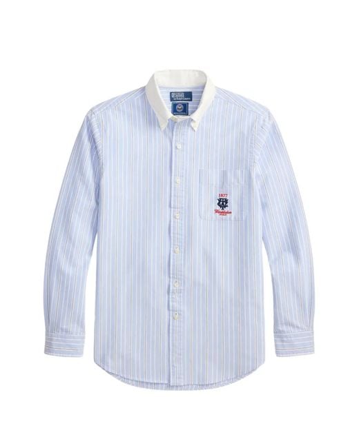 Polo Ralph Lauren Blue X Wimbledon Striped Embroidered Oxford Shirt for men