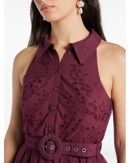 Hemant & Nandita Purple Robe Courte Mahi À Taille Ceinturée