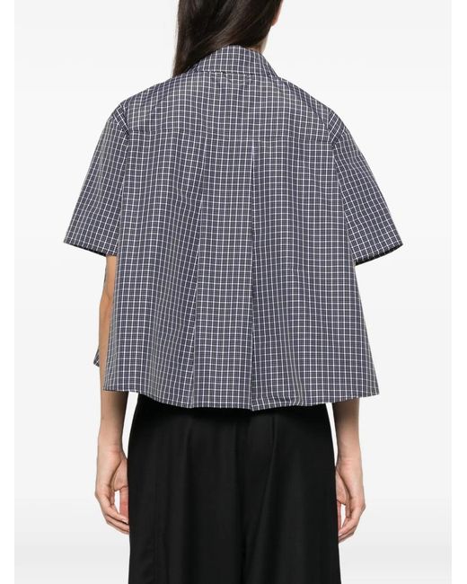 Loewe Gray Check-Pattern Cropped Shirt