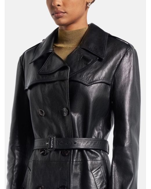 Tom Ford Black Belted Leather Coat