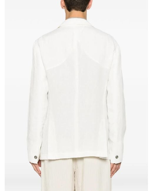 Emporio Armani White Long-Sleeve Buttoned Blazer for men