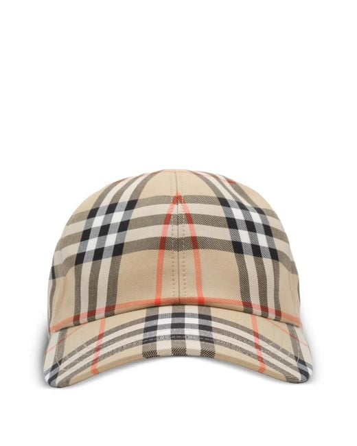 Burberry チェック コットン キャップ Natural