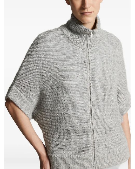 Cardigan Con Zip A Collo Alto di Peserico in Gray